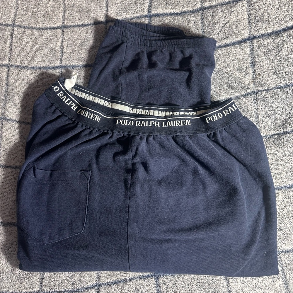 Polo by Ralph Lauren Navy Knit Lounge Pants with Branded Waistband